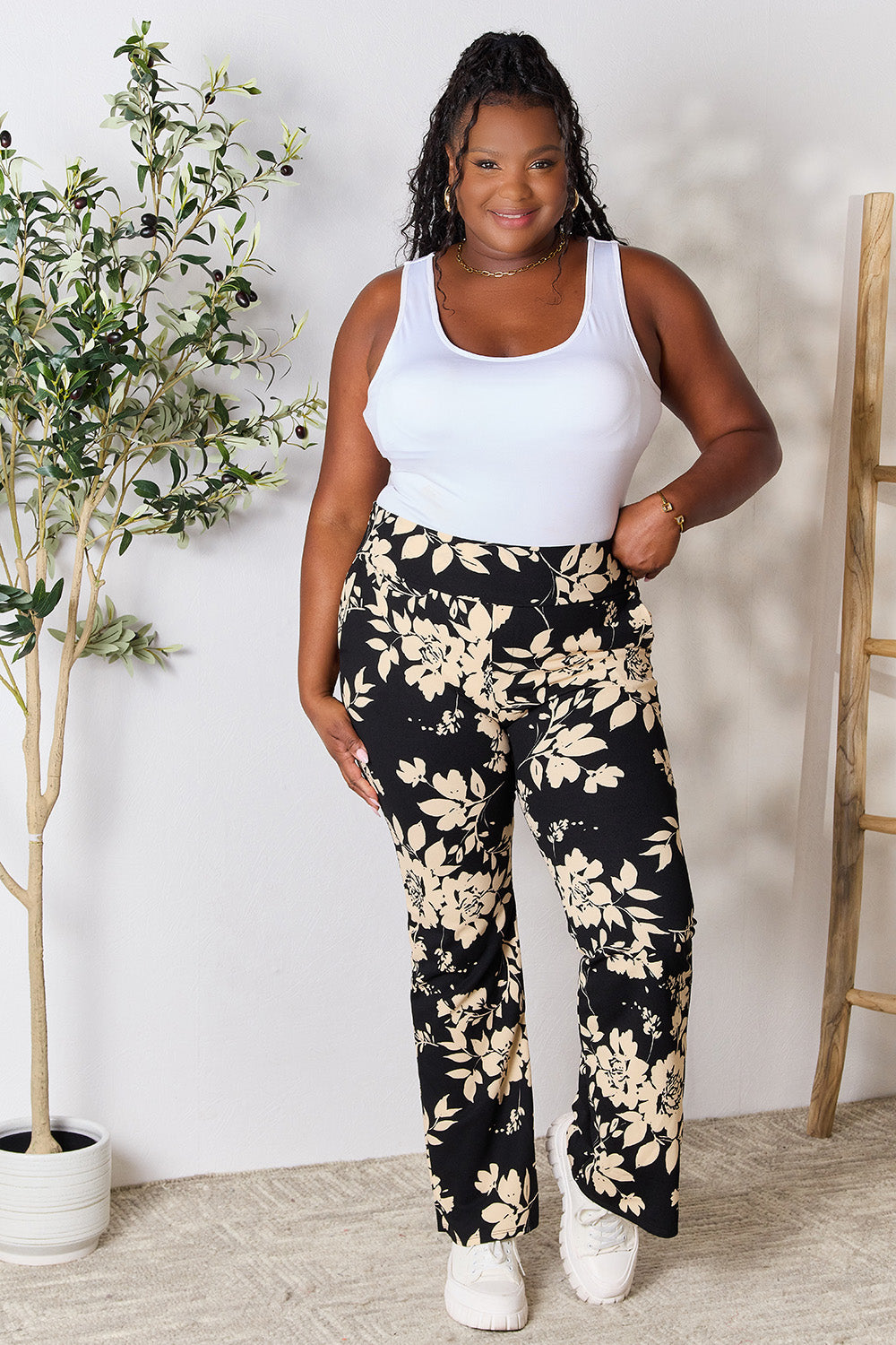 High Waist Floral Flare Pants  Trendsi   