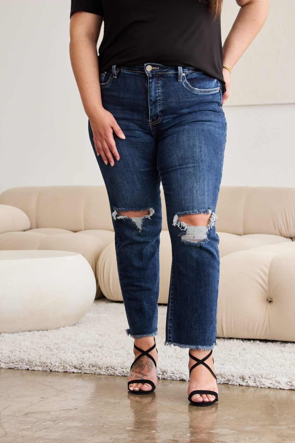 RFM Crop Dylan Tummy Control High Waist Jeans  Trendsi   