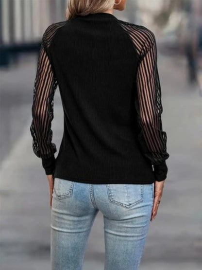 Mock Neck Raglan Sleeve Blouse  Trendsi   