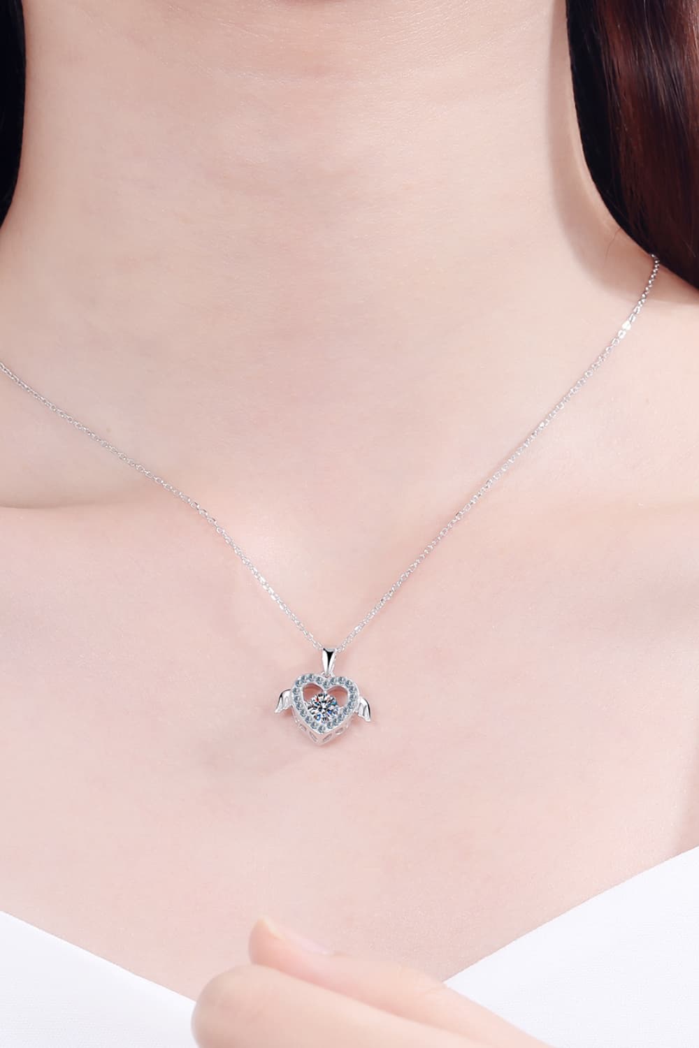 Moissanite Winged Sterling Silver Necklace  Trendsi   