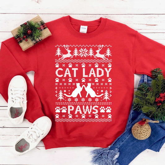 Cat lady Christmas Sweatshirt Sweaters & Hoodies Agate   