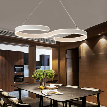 Contemporary LED S Shaped Chandelier Lighting Yellow Pandora   