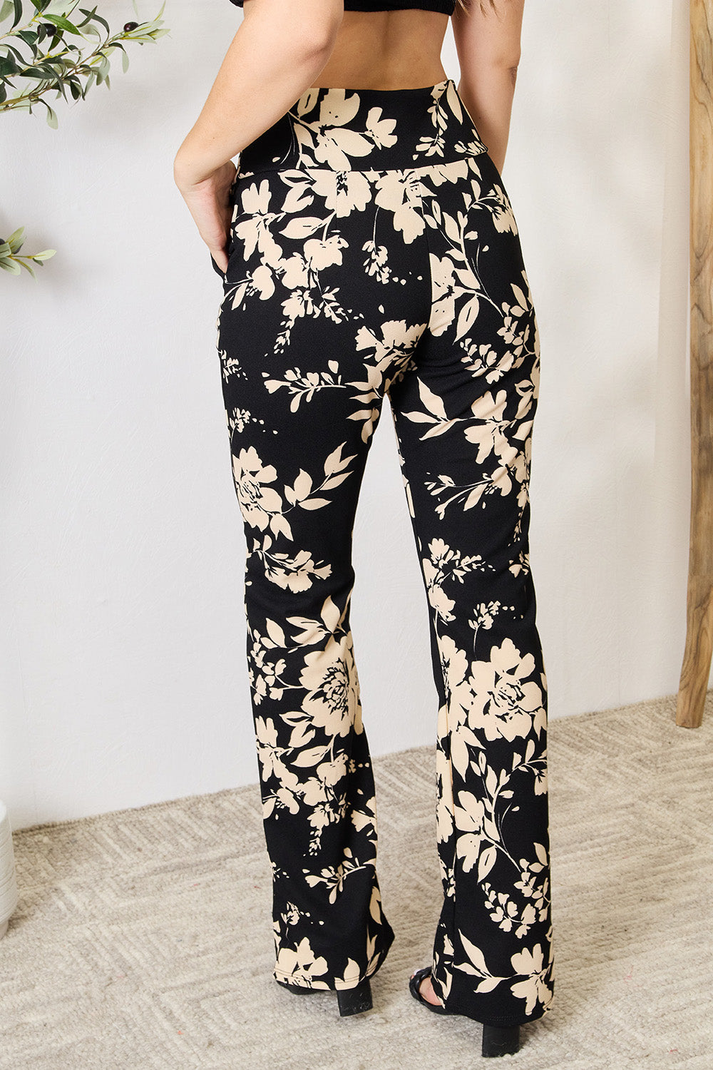 High Waist Floral Flare Pants  Trendsi   