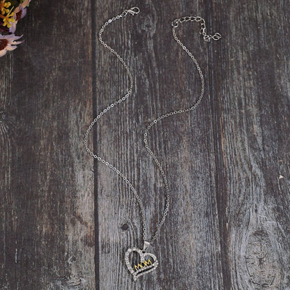 Alloy Inlaid Zircon Heart Pendant Necklace  Trendsi   