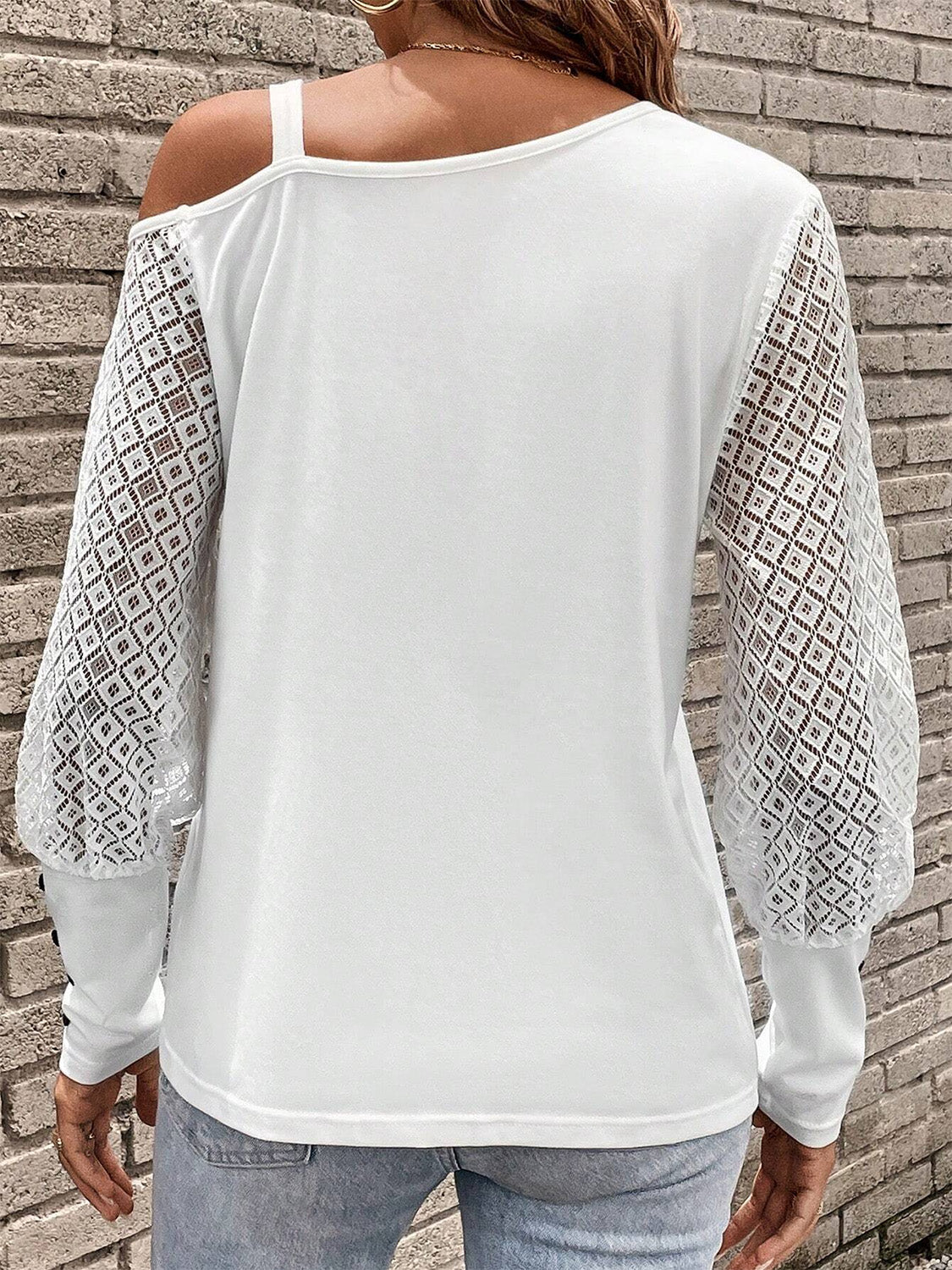 Asymmetrical Neck Lace T-Shirt  Trendsi   