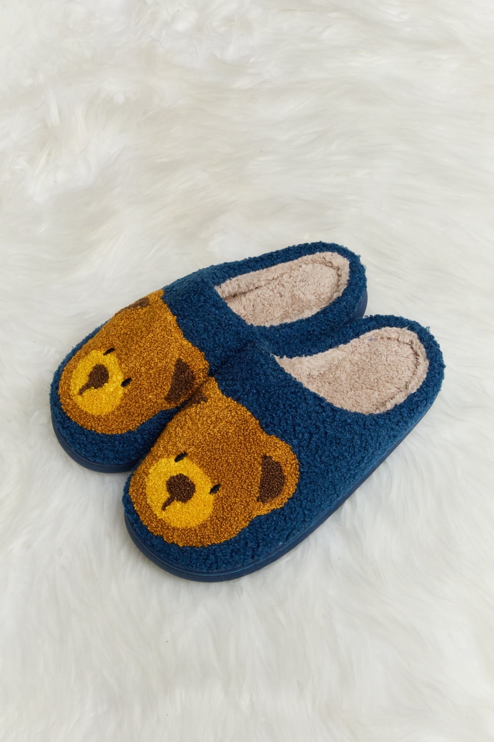 Teddy Bear Print Plush Slide Slippers  Trendsi   