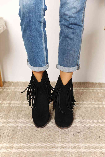 Legend Women's Fringe Cowboy Western Ankle Boots  Trendsi   