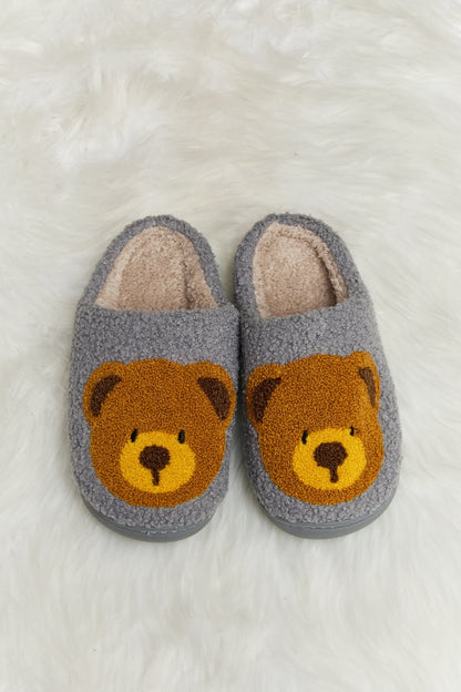 Teddy Bear Print Plush Slide Slippers  Trendsi   