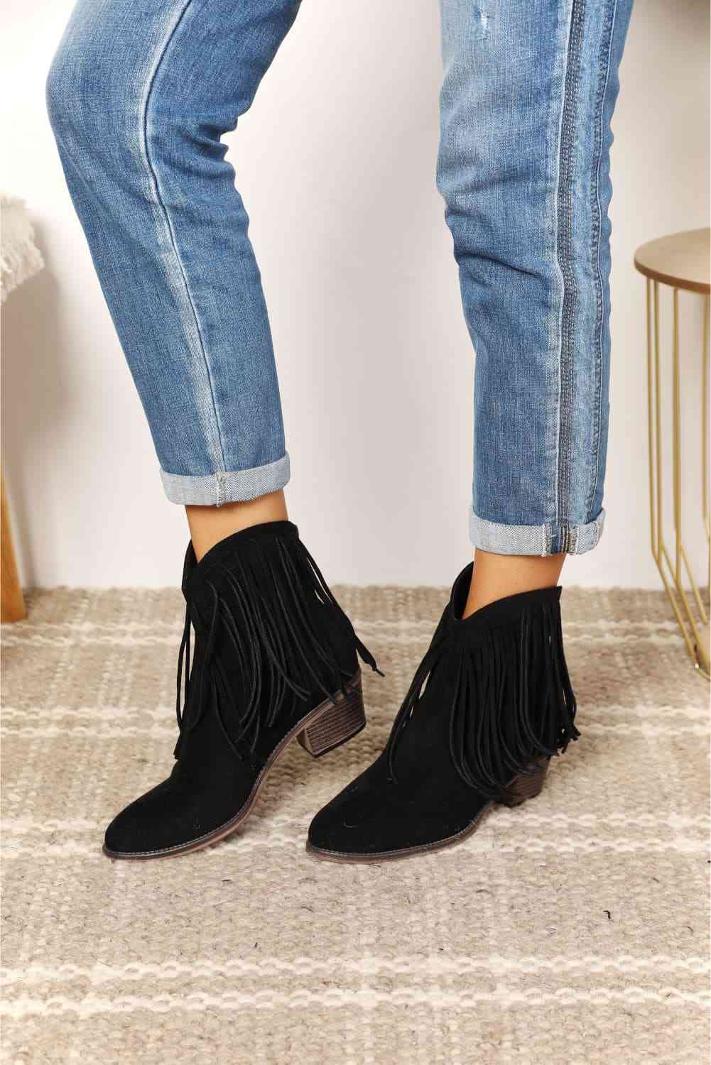 Legend Women's Fringe Cowboy Western Ankle Boots  Trendsi   