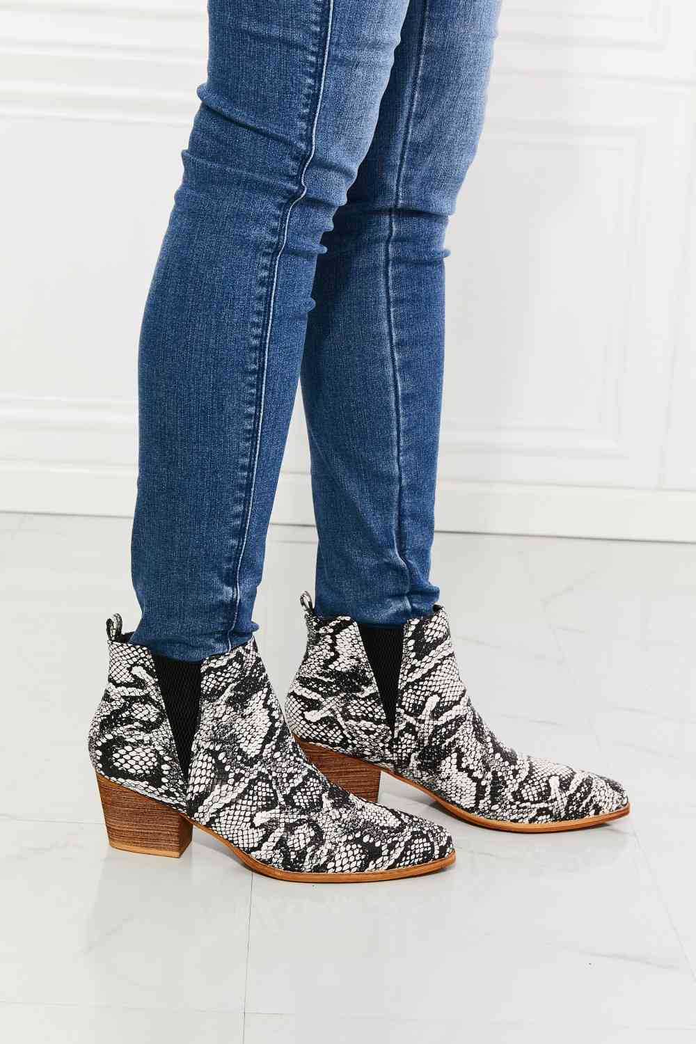 MMShoes Back At It Point Toe Bootie in Snakeskin  Trendsi   