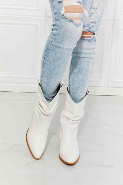 MMShoes Scrunch Cowboy Boots in White  Trendsi   