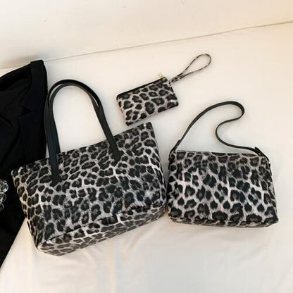 3-Piece Leopard Leather Bag Set  Jassorted   