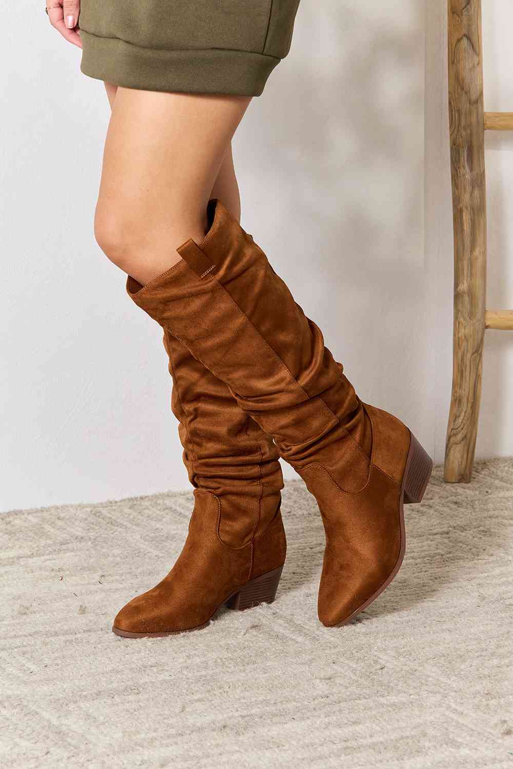 East Lion Corp Block Heel Knee High Boots  Trendsi   