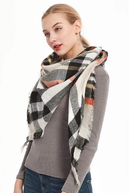 Faux Cashmere Plaid Scarf  Jassorted   