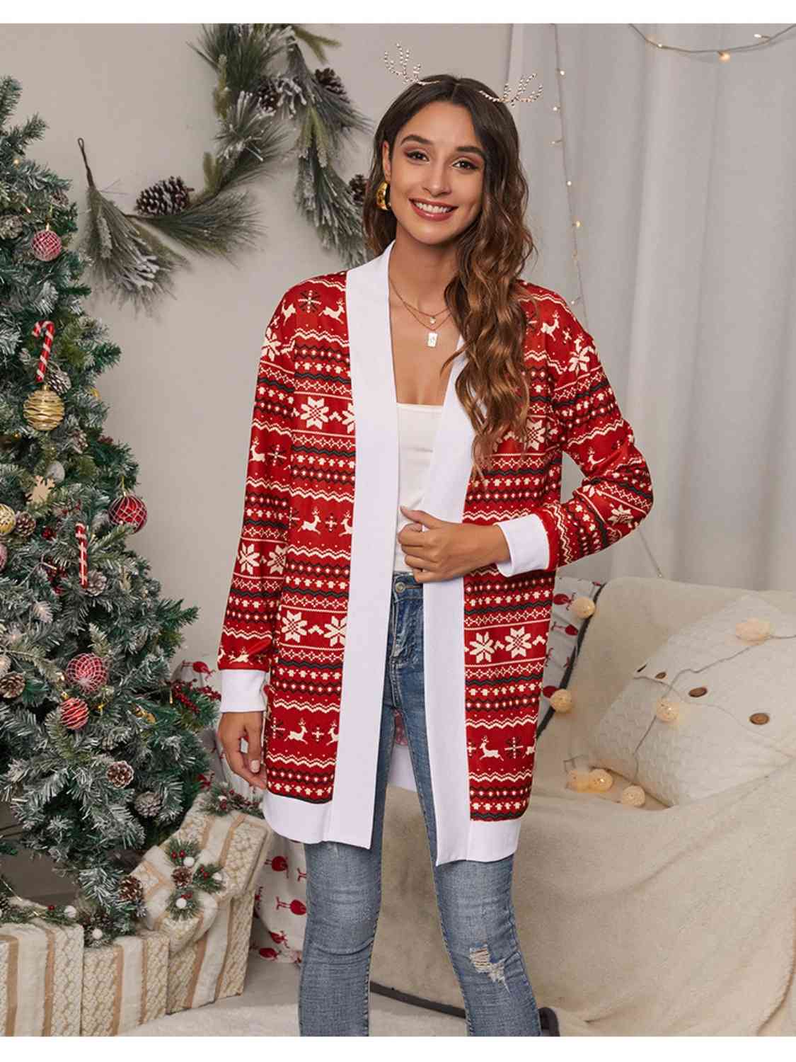 Christmas Open Front Cardigan  Jassorted   