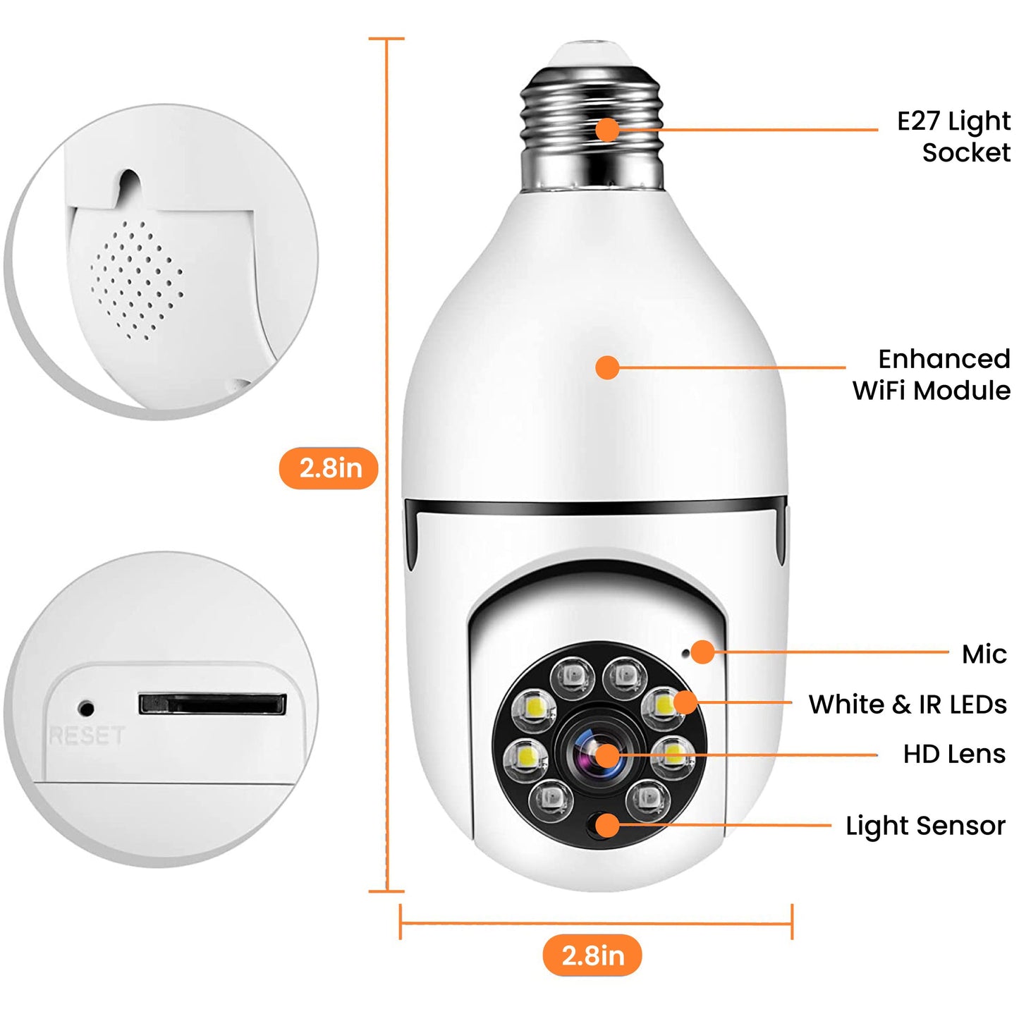 1080P Light Bulb Safety Camera  Jassorted   