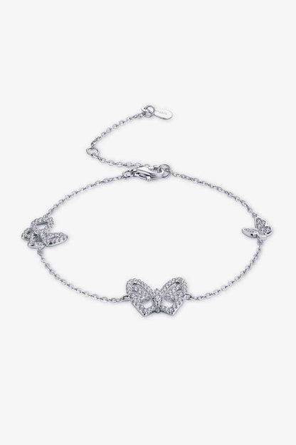 Moissanite Butterfly Shape Bracelet  Jassorted Silver  