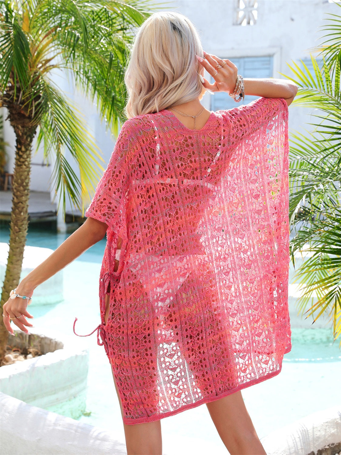 Slit Openwork V-Neck Cover Up  Trendsi   