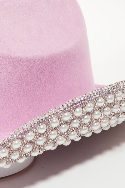 Rhinestone Pearl Trim Cowboy Hat  Trendsi   