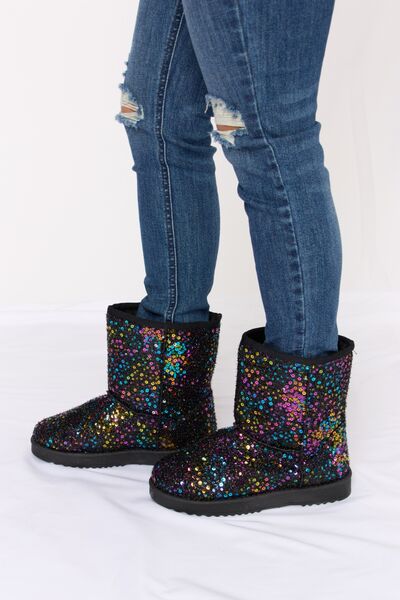 Forever Link Sequin Thermal Flat Boots  Trendsi   