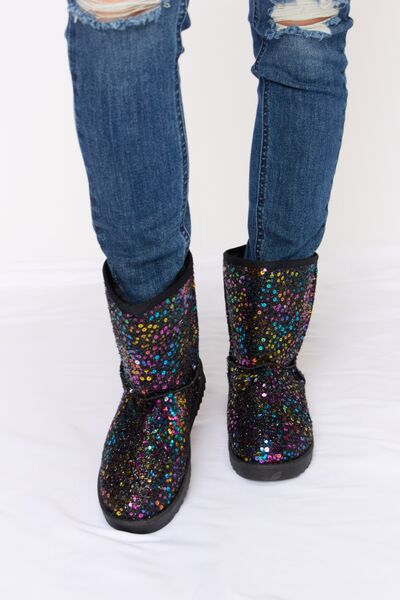 Forever Link Sequin Thermal Flat Boots  Trendsi   