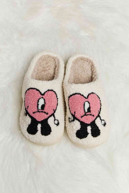 Melody Love Heart Print Plush Slippers  Trendsi   