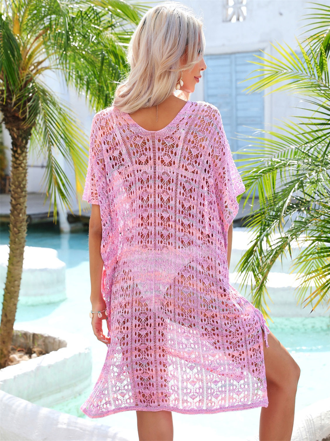 Slit Openwork V-Neck Cover Up  Trendsi   