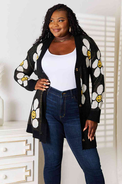 Double Take Floral Button Down Longline Cardigan  Jassorted   