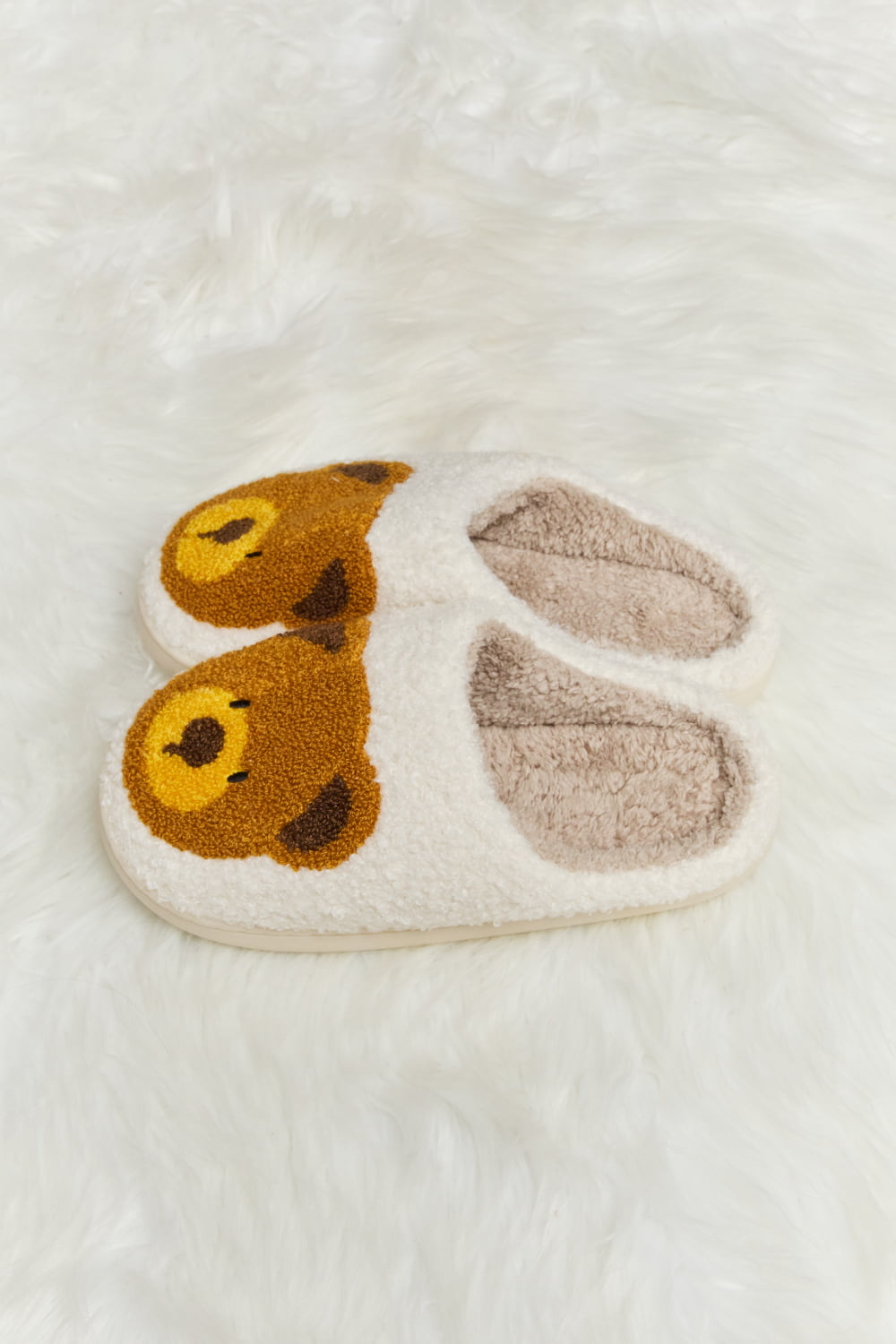 Teddy Bear Print Plush Slide Slippers  Trendsi   