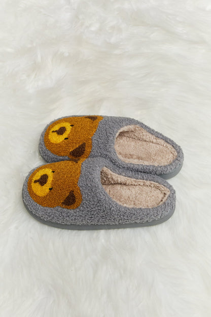 Teddy Bear Print Plush Slide Slippers  Trendsi   