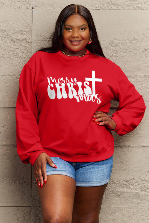 Simply Love Full Size MERRY CHRISTMAS Long Sleeve Sweatshirt  Trendsi   