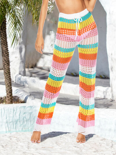 Cutout Contrast High Waist Swim Pants  Trendsi   