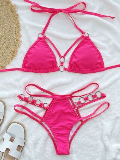 Cutout Halter Neck Two-Piece Bikini Set  Trendsi   