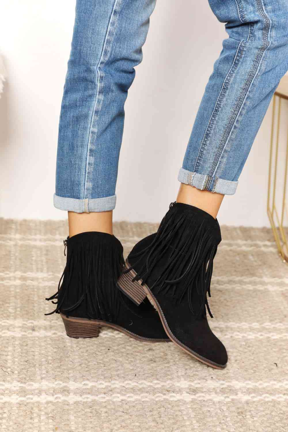 Legend Women's Fringe Cowboy Western Ankle Boots  Trendsi   