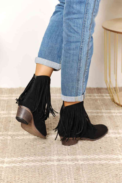 Legend Women's Fringe Cowboy Western Ankle Boots  Trendsi   