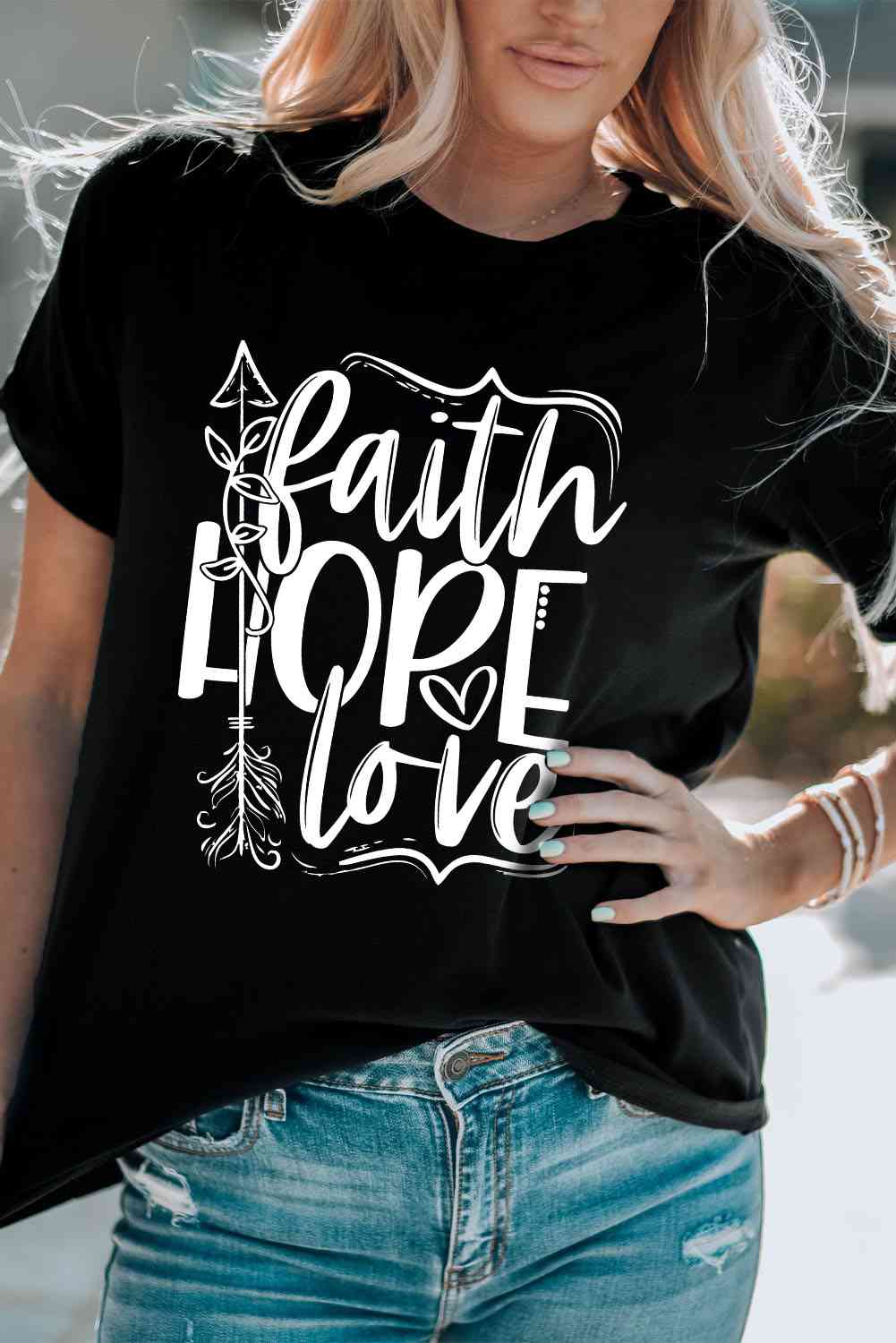 FAITH HOPE LOVE Graphic Tee Shirt  Jassorted   