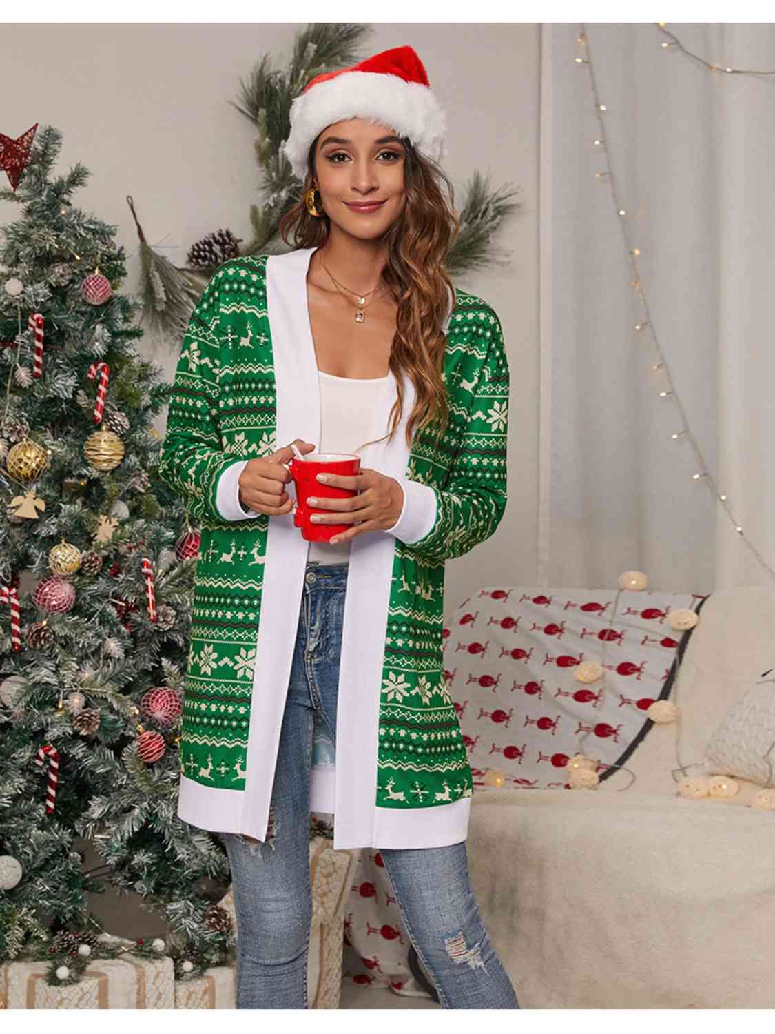 Christmas Open Front Cardigan  Jassorted   