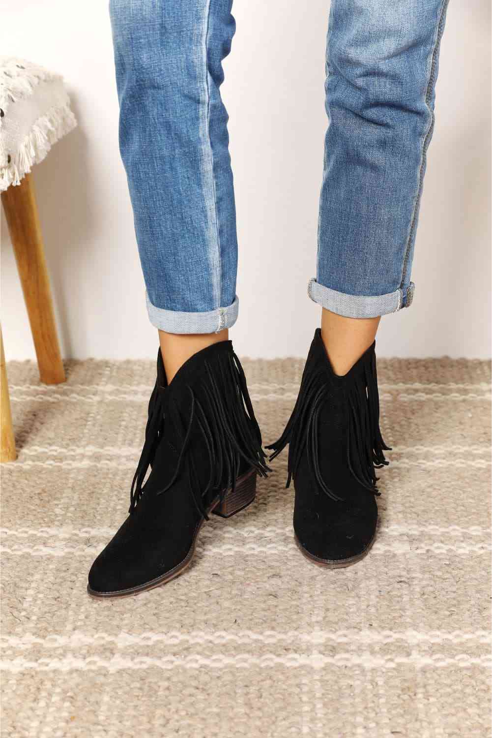 Legend Women's Fringe Cowboy Western Ankle Boots  Trendsi   