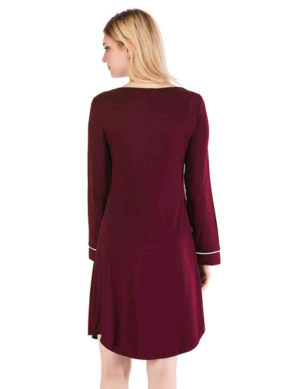 Round Neck Night Dress with Pocket  Jassorted   