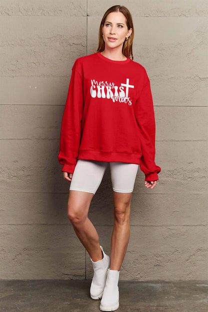 Simply Love Full Size MERRY CHRISTMAS Long Sleeve Sweatshirt  Trendsi   