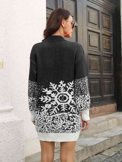 Snowflake Pattern Sweater Dress  Jassorted   