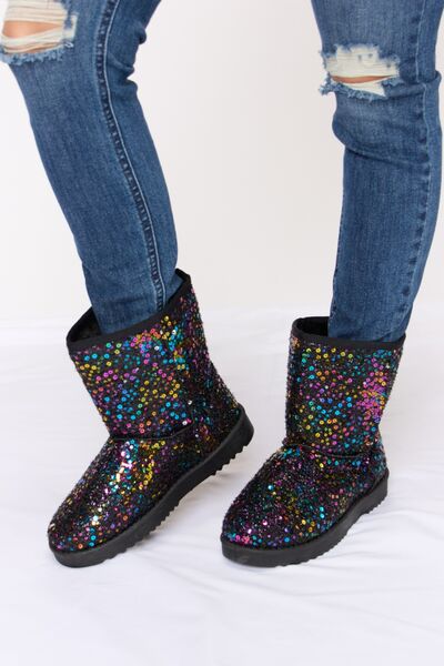 Forever Link Sequin Thermal Flat Boots  Trendsi   