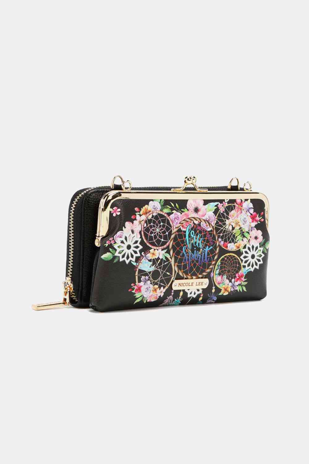 Nicole Lee USA Signature Kiss Lock Crossbody Wallet  Jassorted   