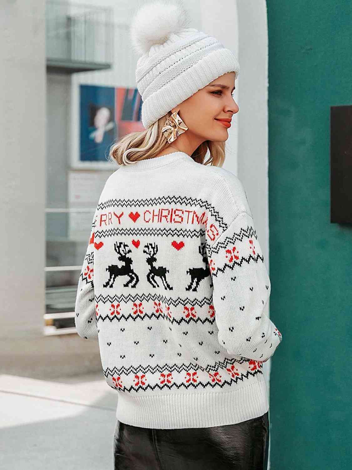 MERRY CHRISTMAS Round Neck Sweater  Jassorted   