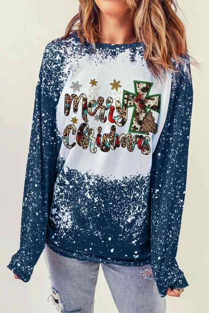 MERRY CHRISTMAS Graphic T-Shirt  Jassorted French Blue S 