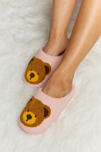 Teddy Bear Print Plush Slide Slippers  Trendsi   