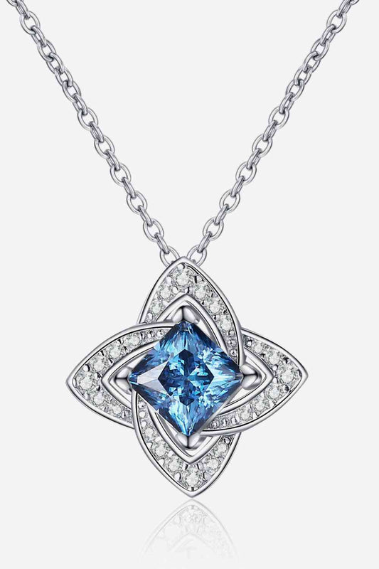 1 Carat Moissanite Floral Pendant Necklace  Jassorted Sky Blue One Size 