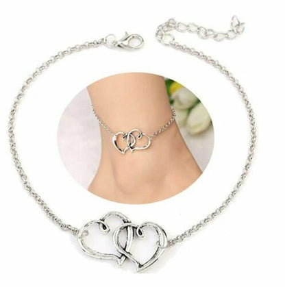 Double Heart Ankle Bracelet (Anklet)  Jassorted   