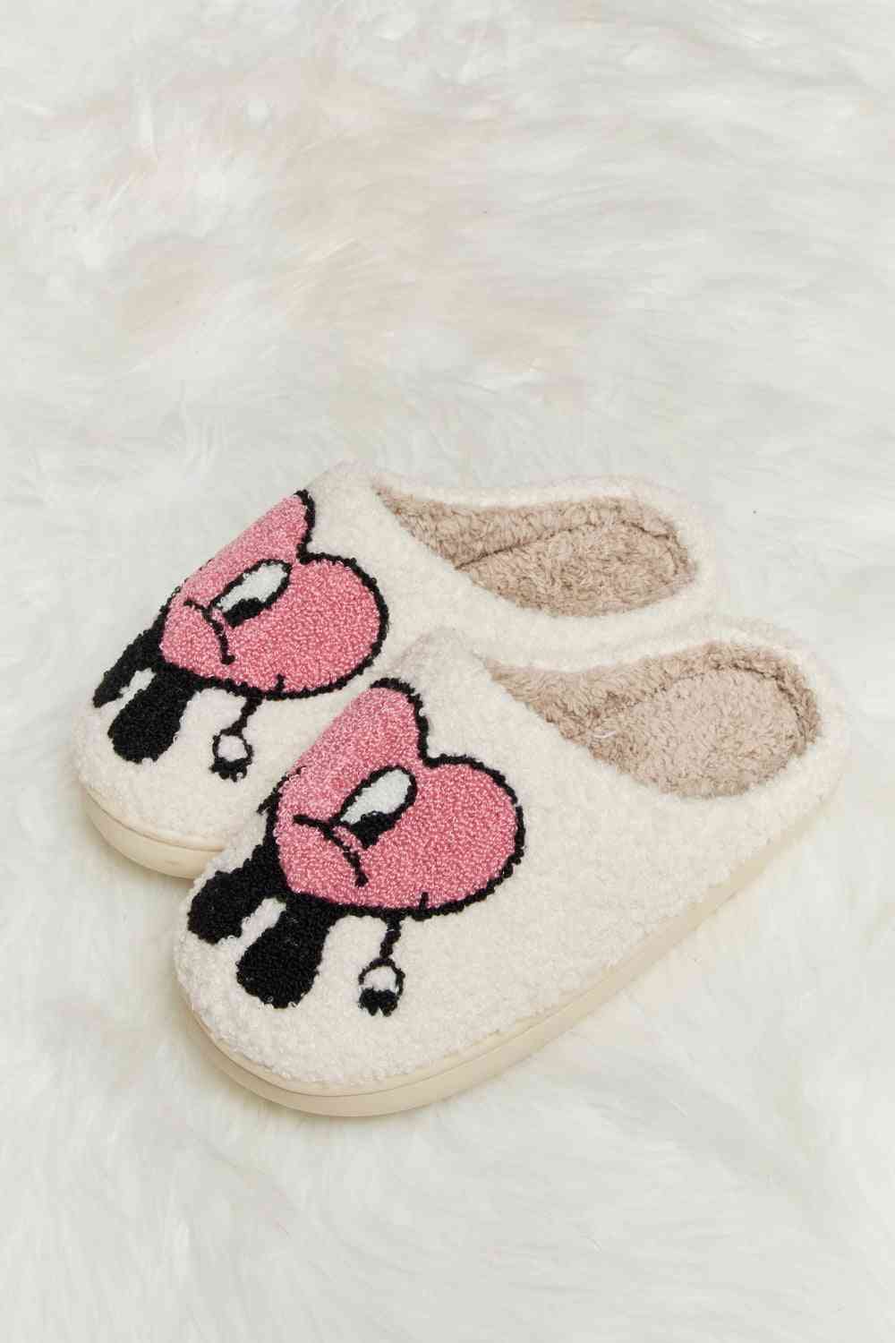 Melody Love Heart Print Plush Slippers  Trendsi   