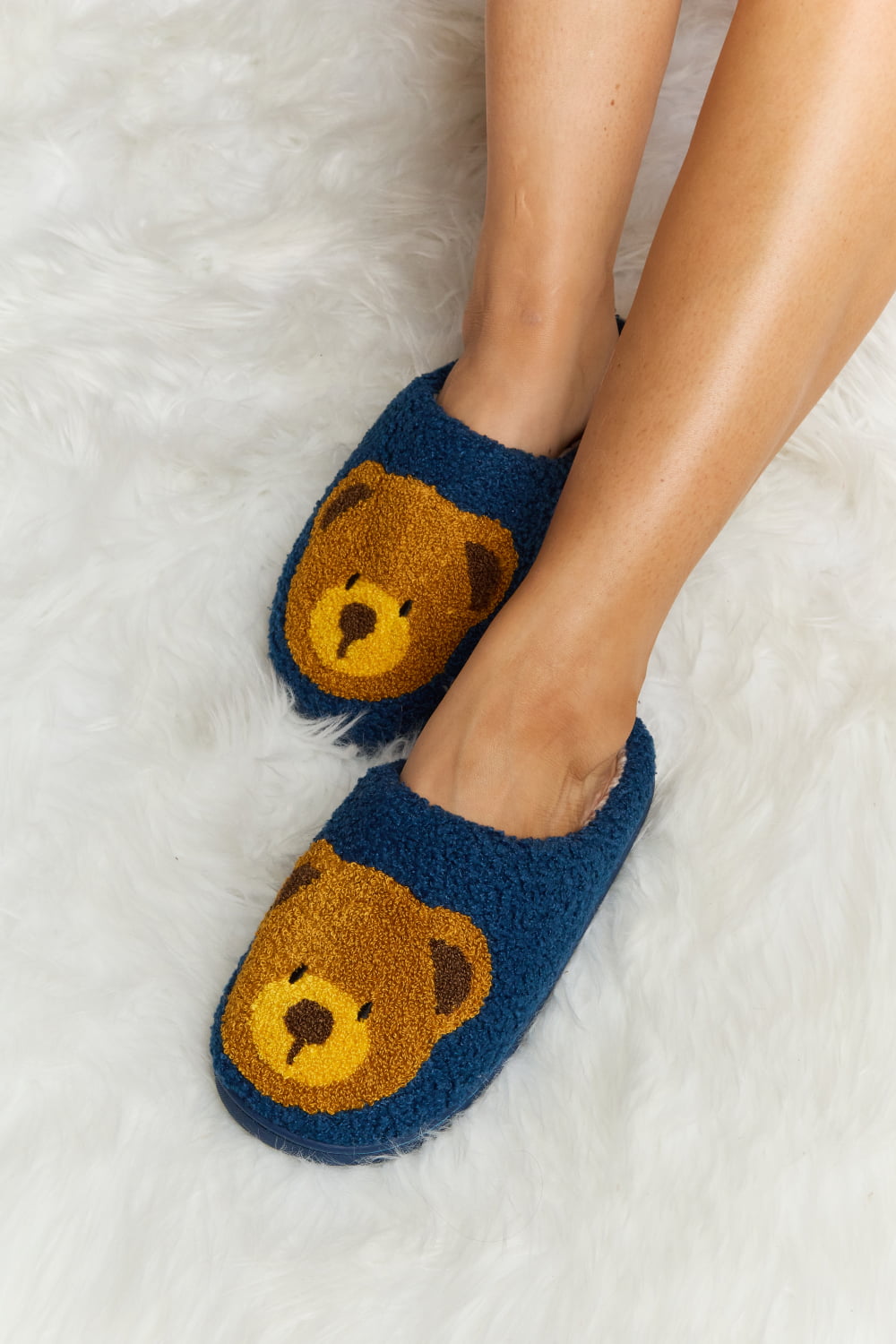 Teddy Bear Print Plush Slide Slippers  Trendsi   